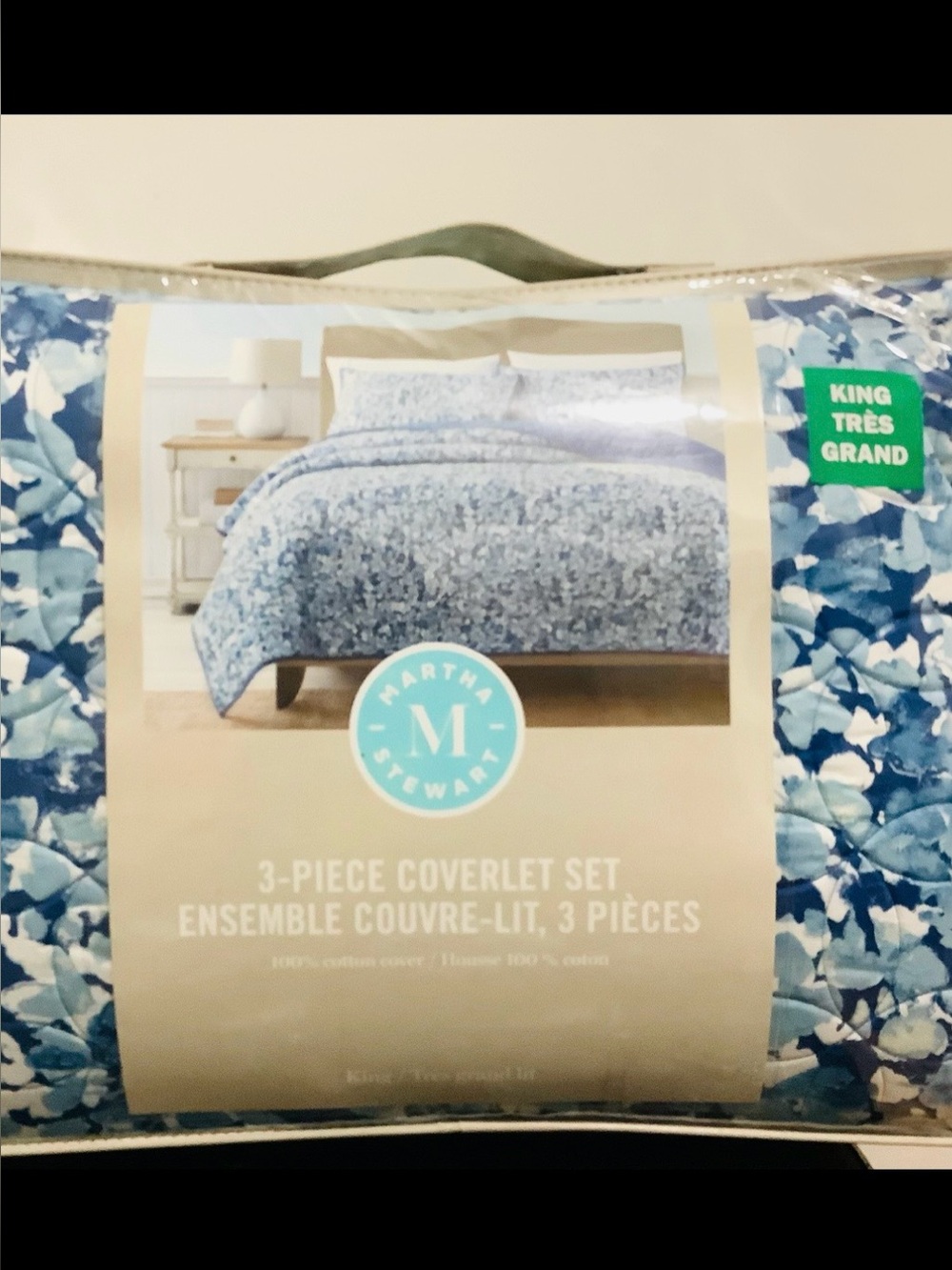 Martha Stewart 3 piece Coverlet Set,  100% Cotton Sateen , Brand New